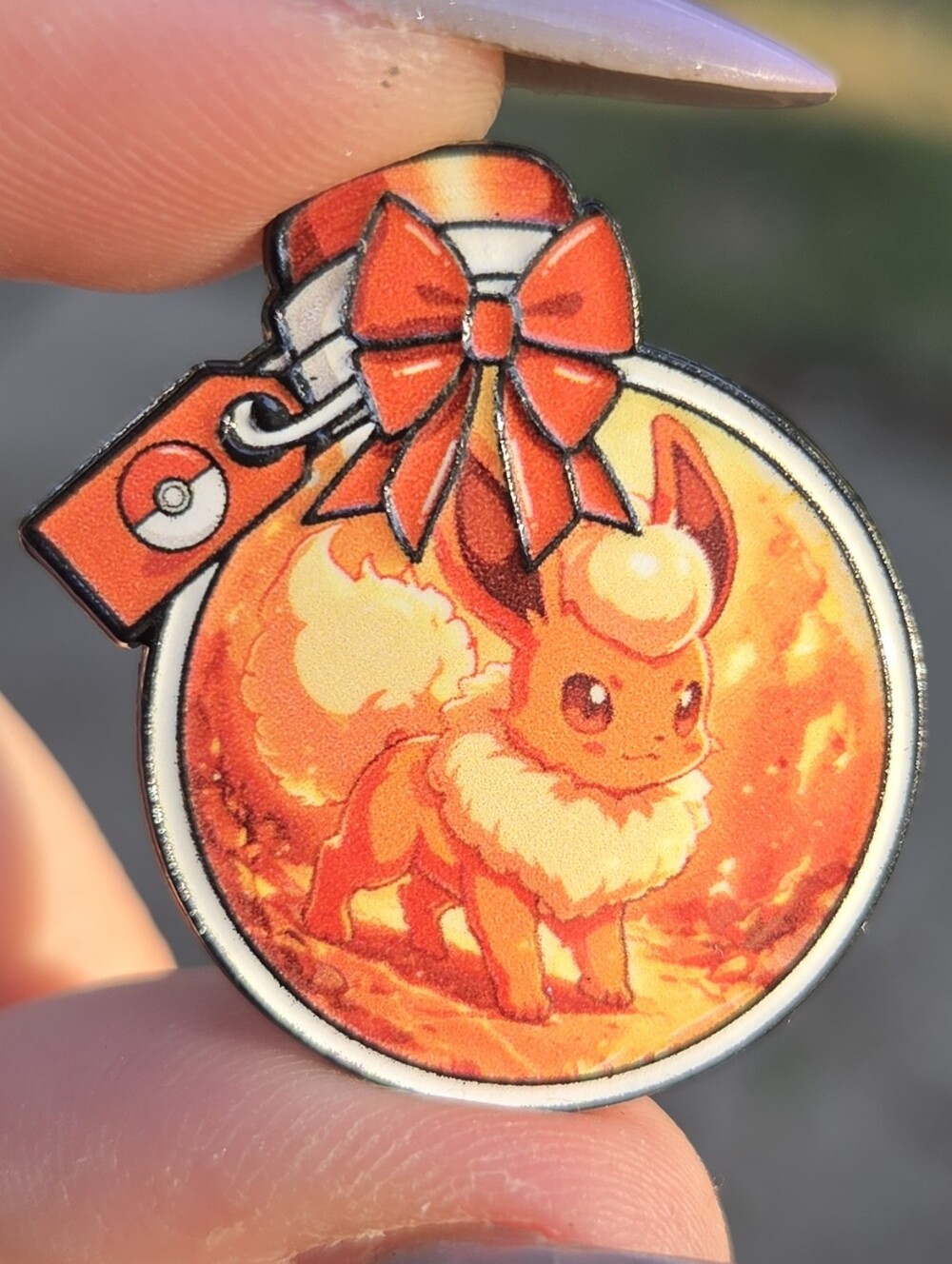 Pokemon Flareon Enamel Charm in Orange and Cream